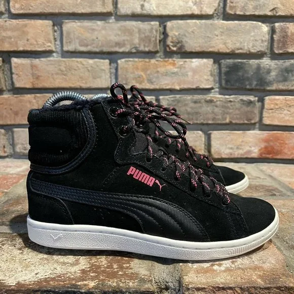 Puma Shoes Puma Womens Vikky Mid Corduroy Sneakers Shoes Black